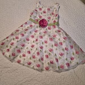 Floral Pink and Green Kids Dress